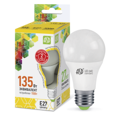 Лампа светодиодная LED-A60-standard 15Вт 160-260В Е27 3000К ASD