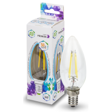 Лампа светодиодная LED-СВЕЧА-PREMIUM 5Вт 160-260В Е14 4000К 450Лм прозрачная ASD